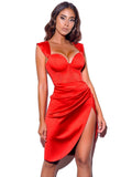 HEDY SATIN CORSET DRESS - RED