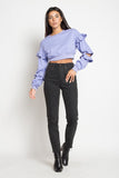 RUFFLE CROPPED SWEATSHIRT