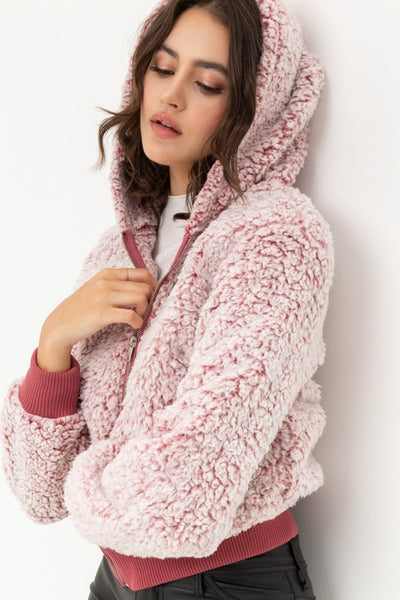 TWO TONE SOFT SHERPA ZIP UP