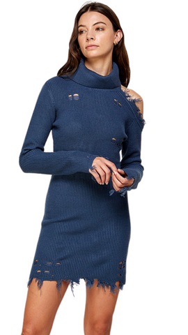 DISTRESSED SWEATER DRESS