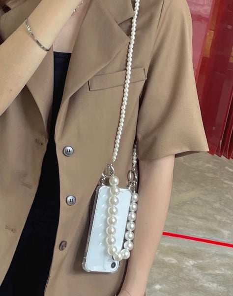 Emily in Paris Pearl Chain Phone  Crossbody Phone Strap with Pearls –  Louve collection