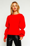 BUBBLE CINCHED SLEEVE SWEATER