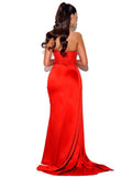 HOLLY CORSET SATIN GOWN - RED