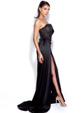 HOLLY CORSET SATIN GOWN - BLACK