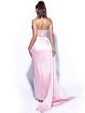 HOLLY CORSET SATIN GOWN - PINK