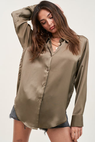 TOBACCO LUXE SILKY BLOUSE