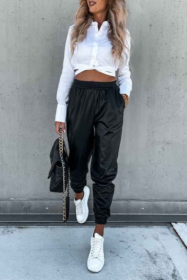 Leather Jogger Pants 