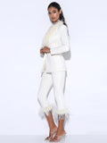 FEATHER TRIM DRESS PANTS