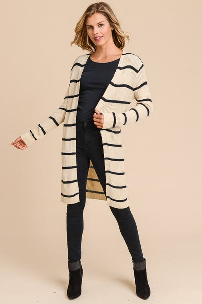 RIBBED UP OPEN CARDIGAN