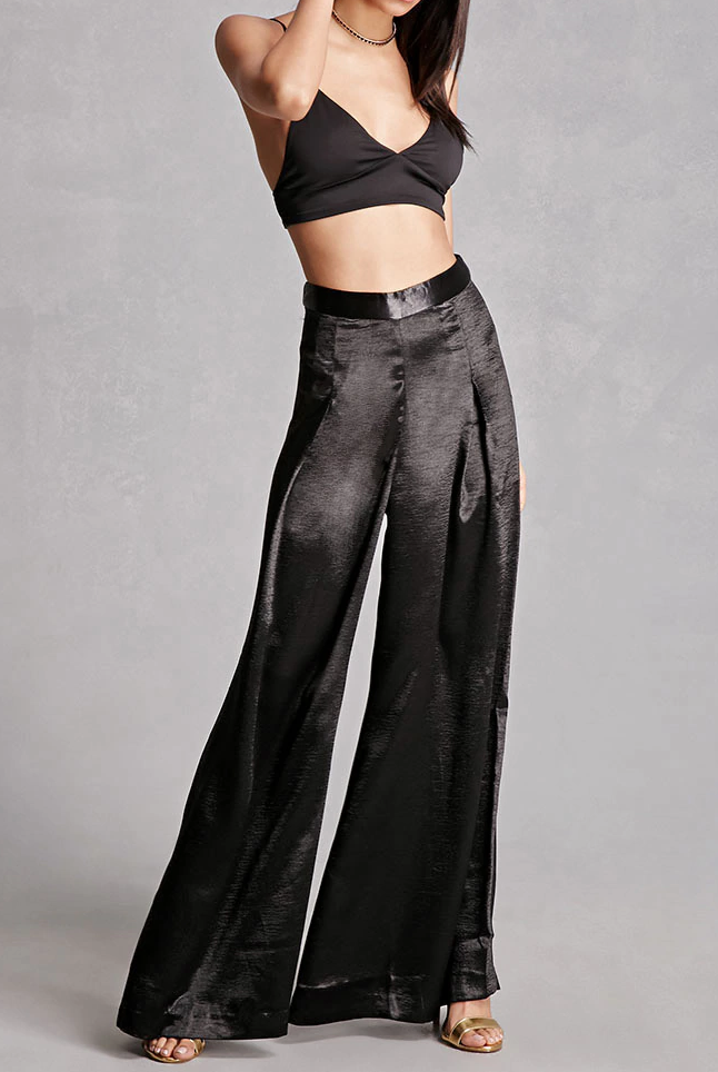 Satin sales trousers black