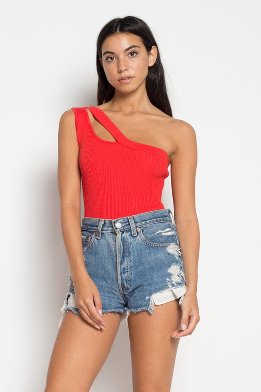 One shoulder cutout store bodysuit