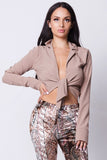 CROPPED TIE FRONT TOP