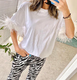 FEATHER TRIM TEE